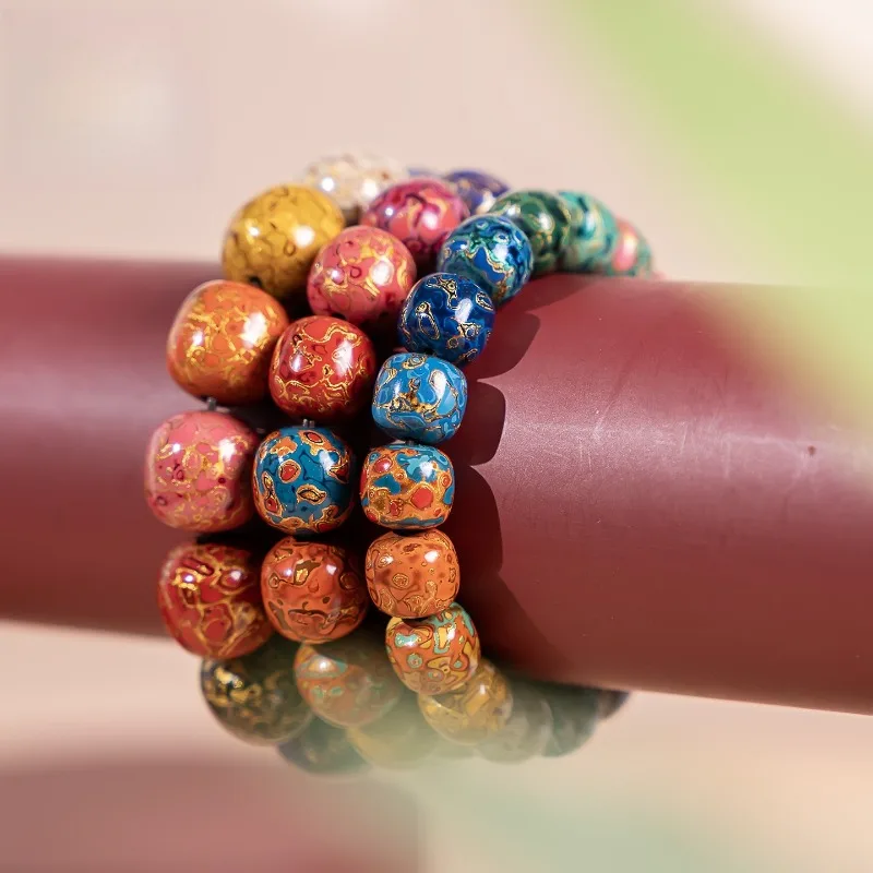 13 luxurious lacquer bracelets with traditional old-fashioned inlaid handmade craftsmanship beads, unique