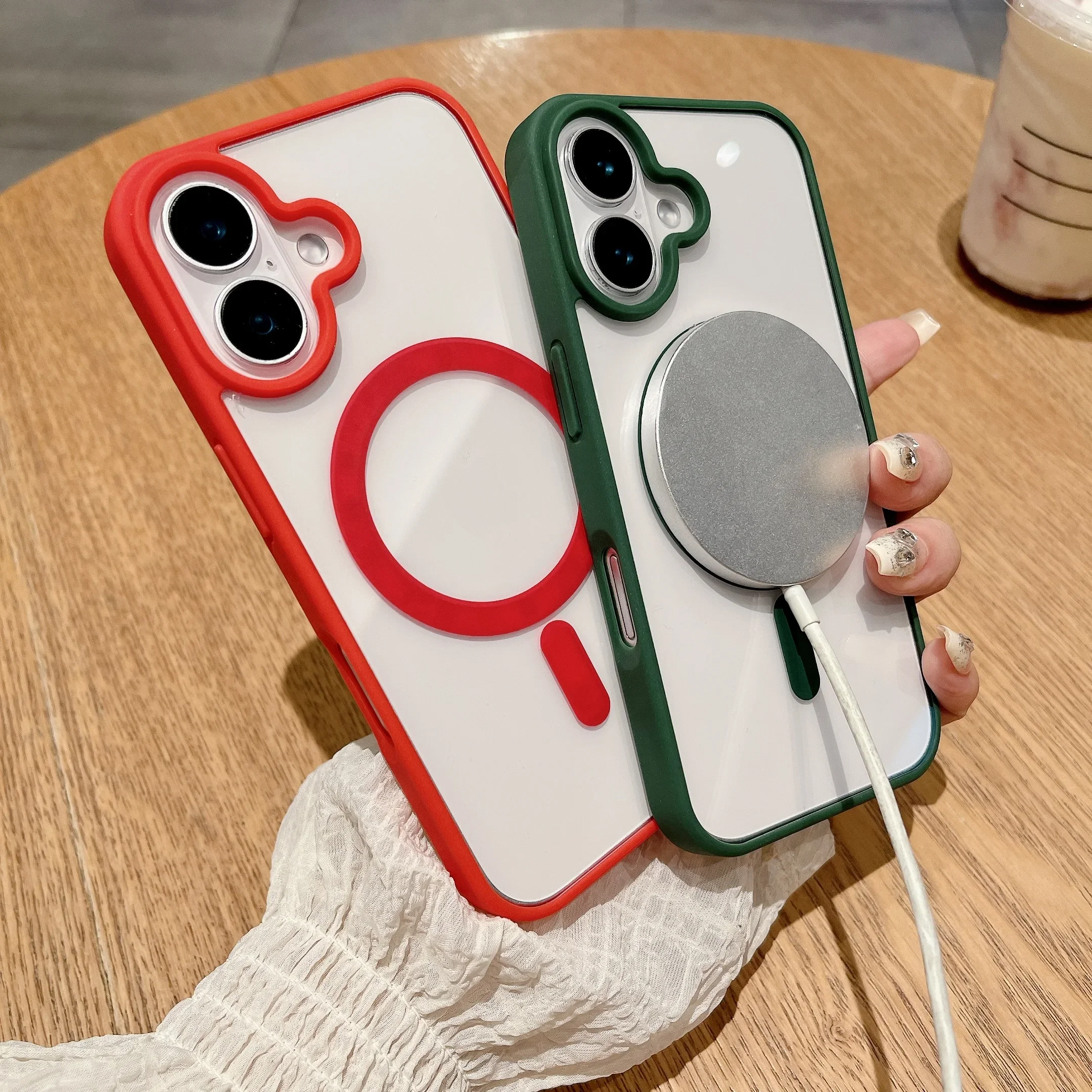 Luxury Magsafe Transparent Case For iPhone 16 15 14 13 12 11 Pro Max X XS Max XR 13 Mini 7 8 Plus Magnetic Wireless Charge Cover - náhled 6