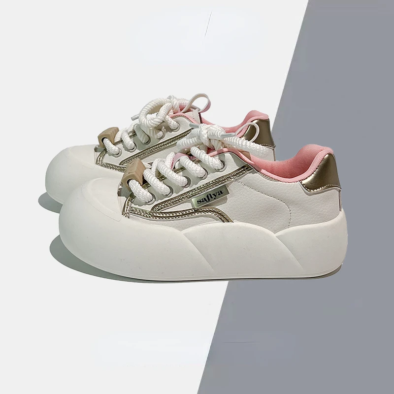 Little White Shoes Women 2024 Spring New Casual Korean Edition Women Versatile Anti slip Thick Sole Elevated Flat Sole Shoes