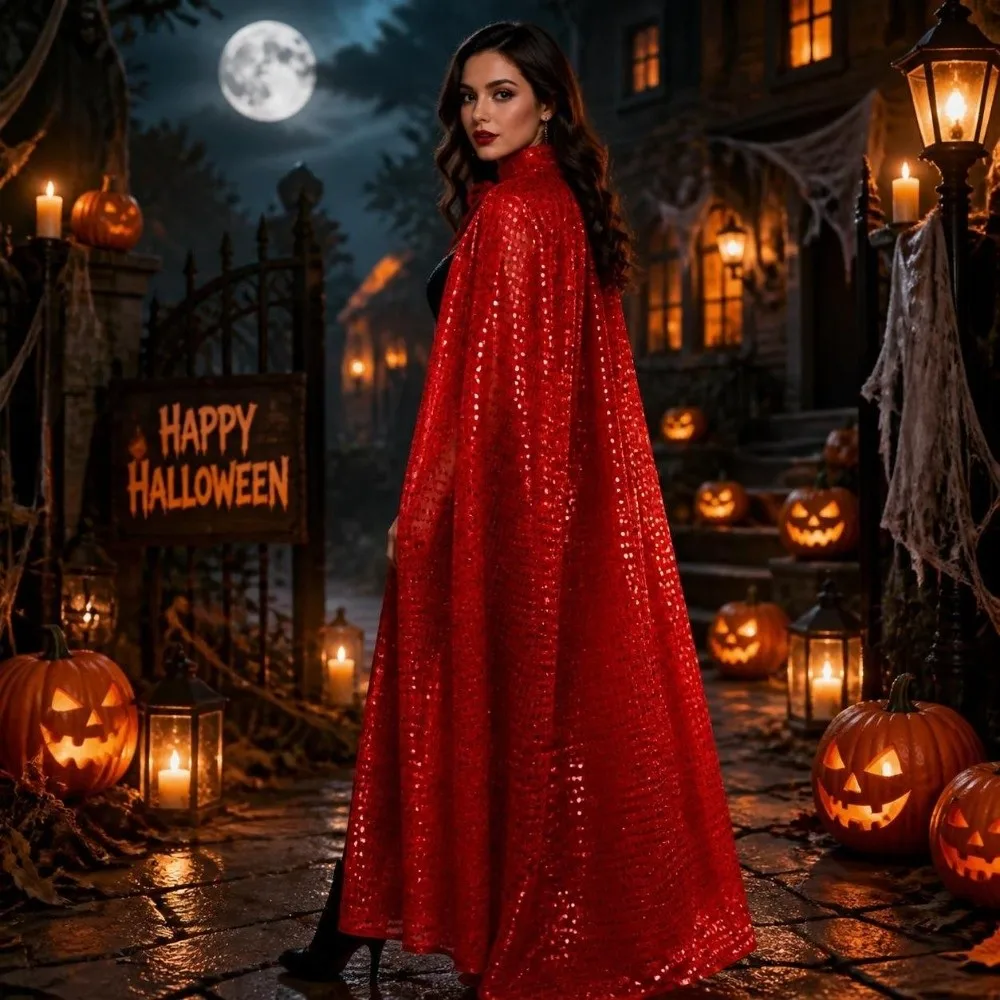 Vintage Solid Color Halloween Hooded Tulle Cape Floor Length Long Mesh Cloak Soft Sheer Cosplay Bridal Costume Wedding
