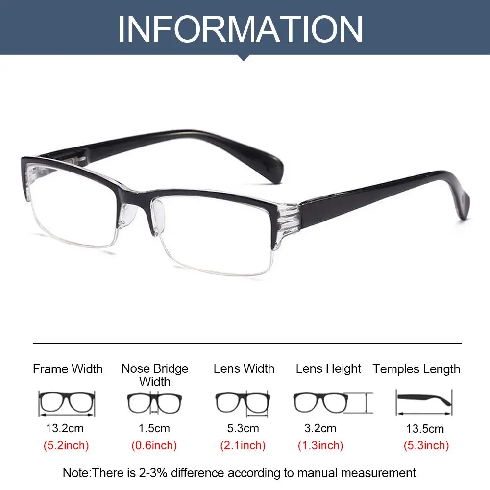 Square Half Frame Reading Glasses Women Men Portable Diamond-cut Presbyopia Eyeglasses Ultralight Spring Hinge Hyperopia Eyewear