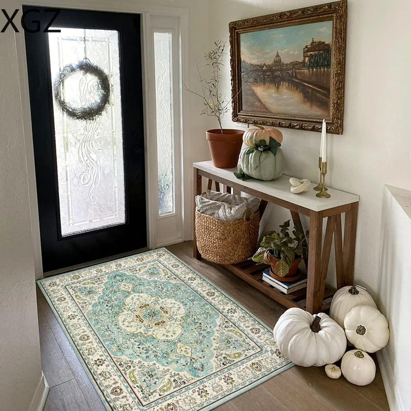 Retro Persian print door mat non-slip anti-wrinkle children's room bedroom decoration carpet balcony kitchen floor mat