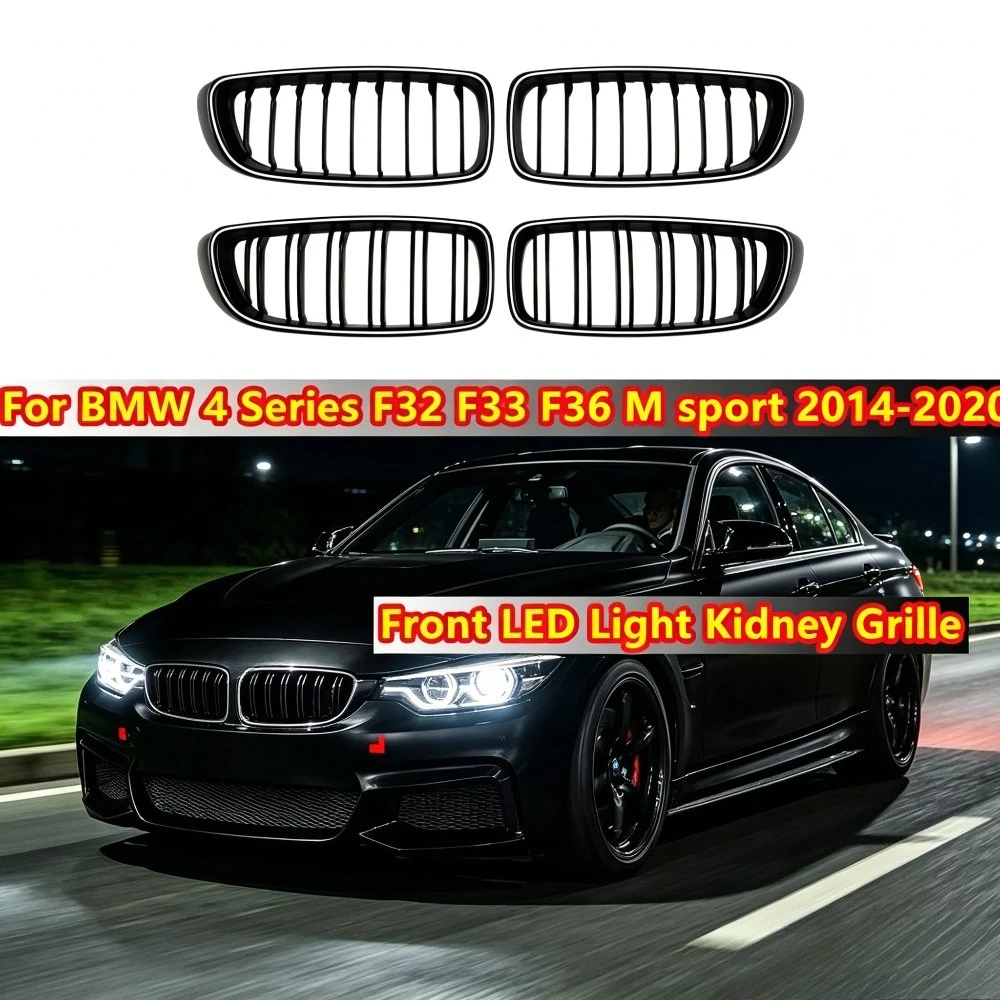 Für BMW 4er F32 F33 F36 M Sport 2014-2020 Paar Auto Front-LED-Licht Nierengrill Karosserie-Kits Frontstoßstange Renngrills