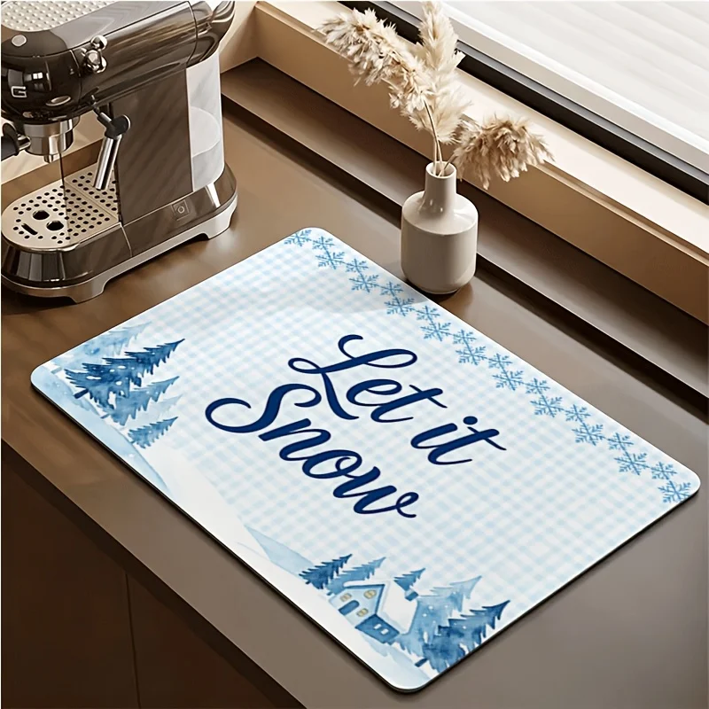 Dish Drainer Mat Red Heart Tree Landscape Dining Table Heat Resistant Fast Dry Blender Air Fryer Counter Protector Cushion