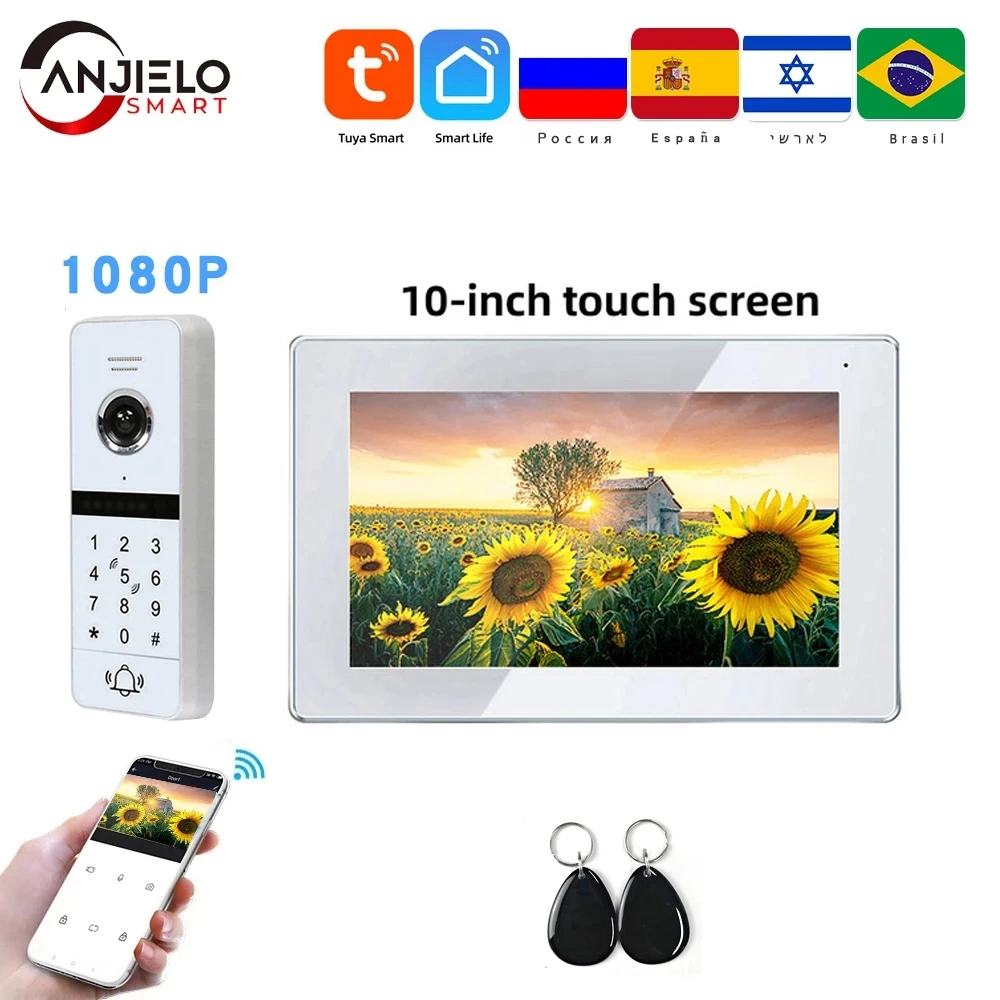 Tuya 1080P 10 inch RFID Card Doorbell Video Intercoms For Apartment Access Control System WiFi Video Intercom System For Home