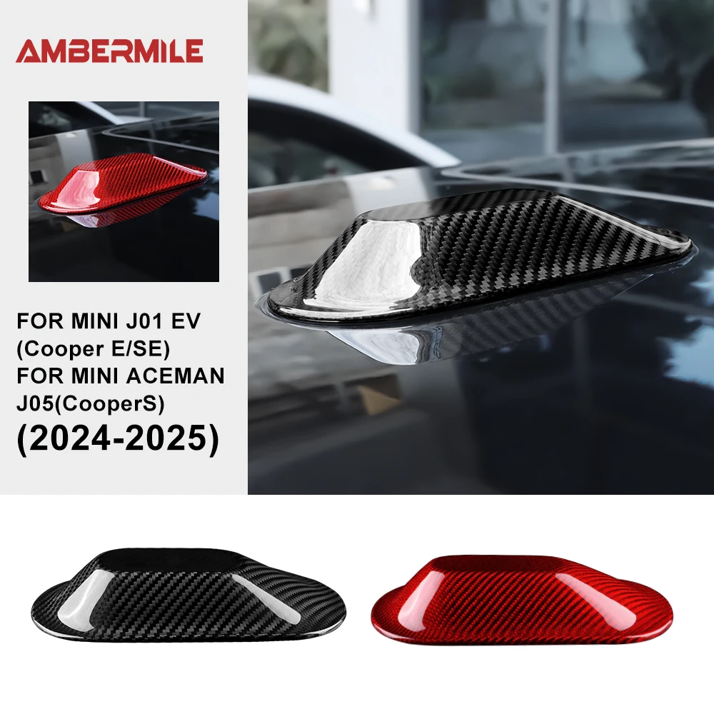 

Real Dry Carbon Fiber for Mini Cooper E SE Electric J01 EV J05 Aceman 2024 2025 Car Antenna Fin Shark Cover Sticker Styling