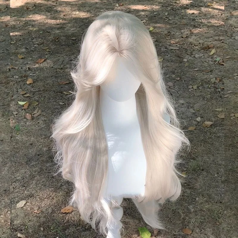 Perücke, langes Haar, künstliches simuliertes Haar, Anime-Spielzubehör, Cosplay, volle Kopfbedeckung, lockiges Haar, Foto-Show-Requisiten