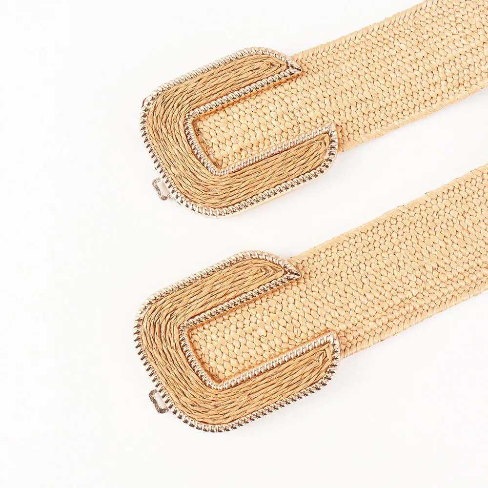 레트로 레트로 스트레치 벨트 넓은 통기성 탄성 허리띠 U 자형 버클 코르셋 허리띠