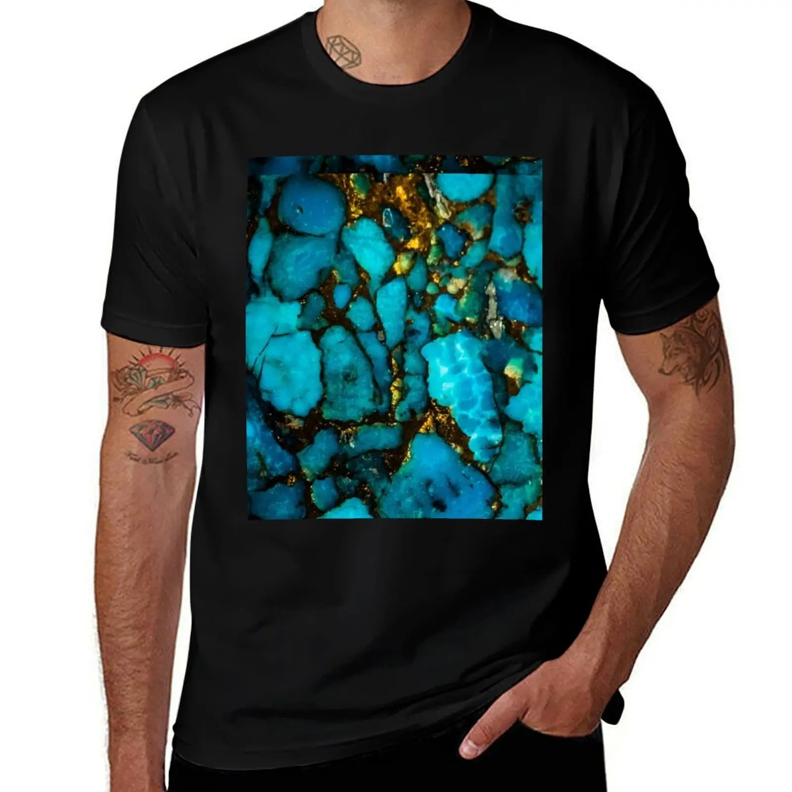 Turquoise gemstone close up T-Shirt Plus Size Street Style Tee T-Shirt
