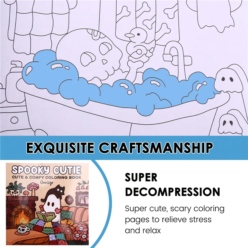 

Жуткая милая книжка-раскраска для взрослых и подростков с очаровательными жуткими существами в уютных моментых для отдыха