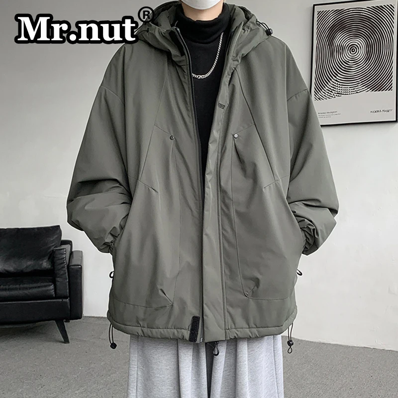 

Mr.nut Hooded Oversize Men's Thickened Jacket Autumn Winter Outdoor Climbing Suit 8XL-M Cotton-padded Jacket Unisex Thermal Tops