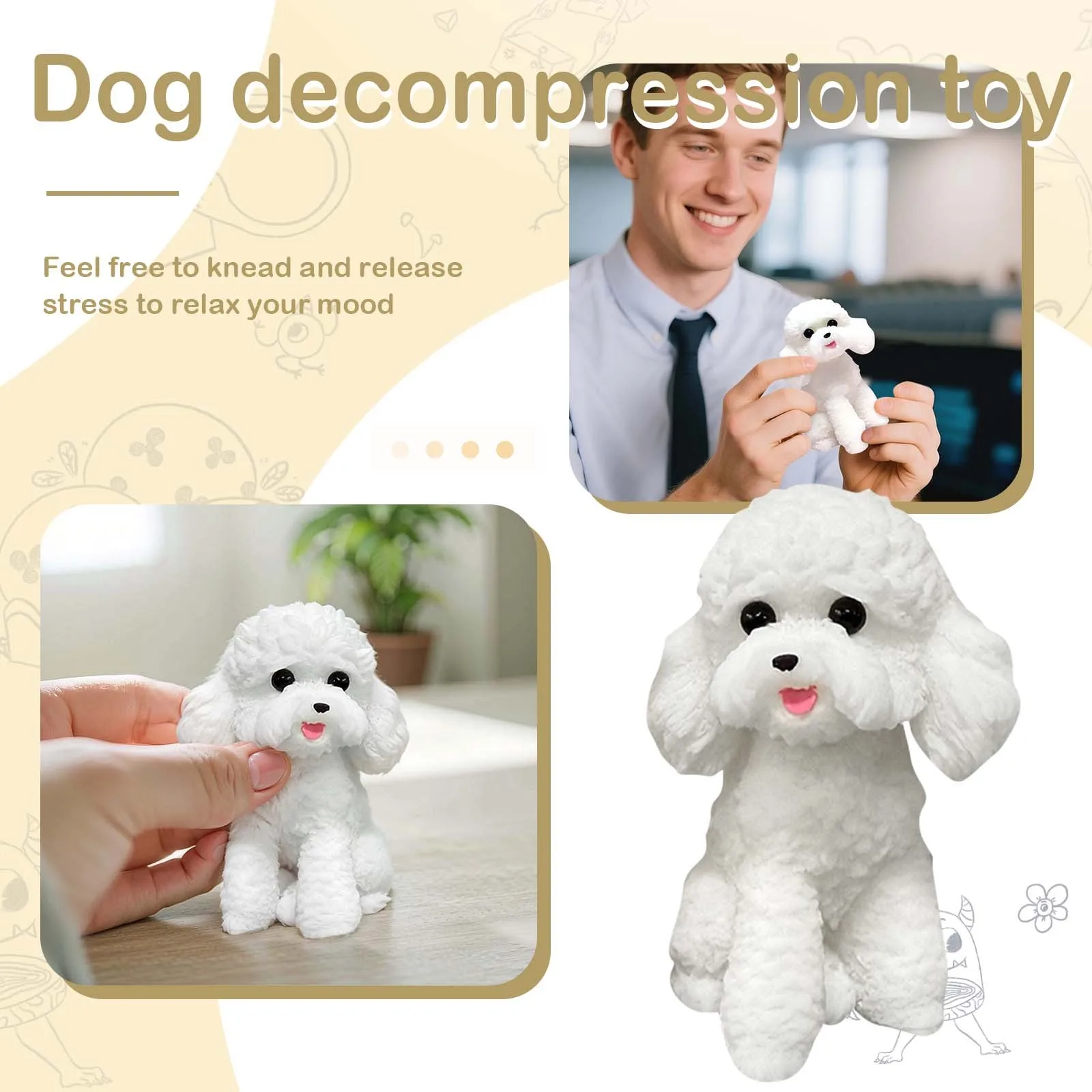 Dog Squishy Toy Party Favor Teddy Dog Decompression Toy Gift Kids Cute Dog Stress Relief Toy Desk Decor Office Stress Reliever