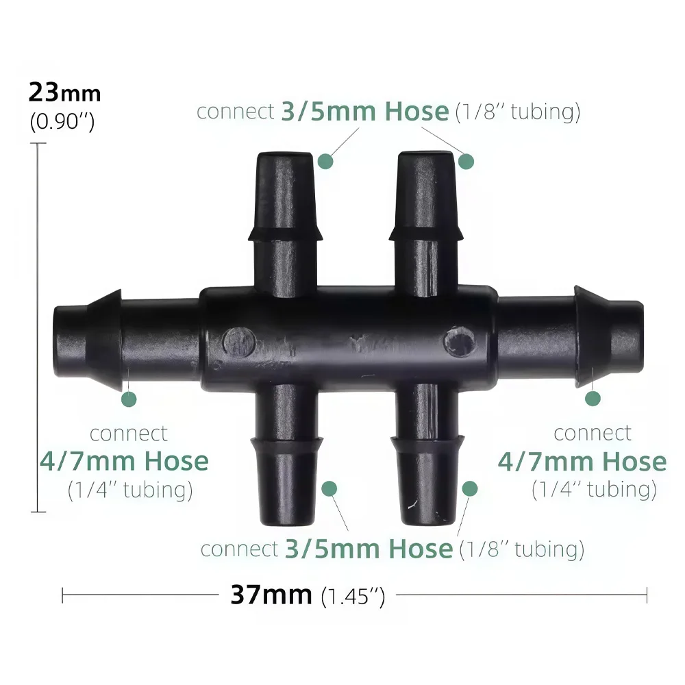 20PCS 6 Way Drip Irrigation 1 4 to 1 8 Inch Barbed Connector Adapter 4 7mm to 3 5mm Hose Water Pipe Repair Garden Tool for Easy