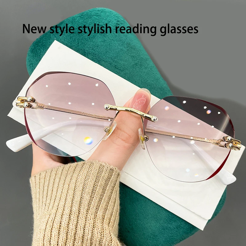 

Shatar 2024 New Reading Glasses For Women Anti Blue Light Fashion Frameless Ultra Light High Definition High-Quality