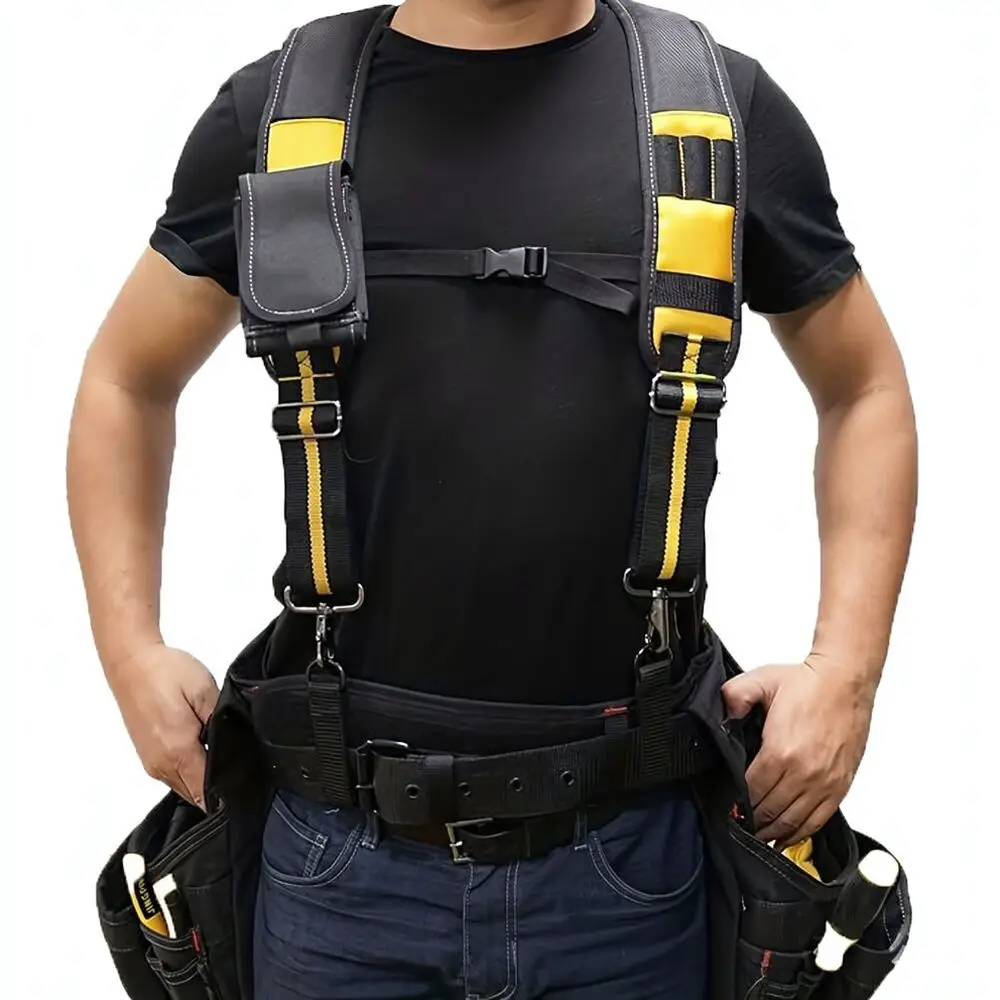 Heavy Duty Tool Belt Suspenders X Back Design Comfortable Shoulder Straps For Woodworking Plumbing Repair Gear Pouch