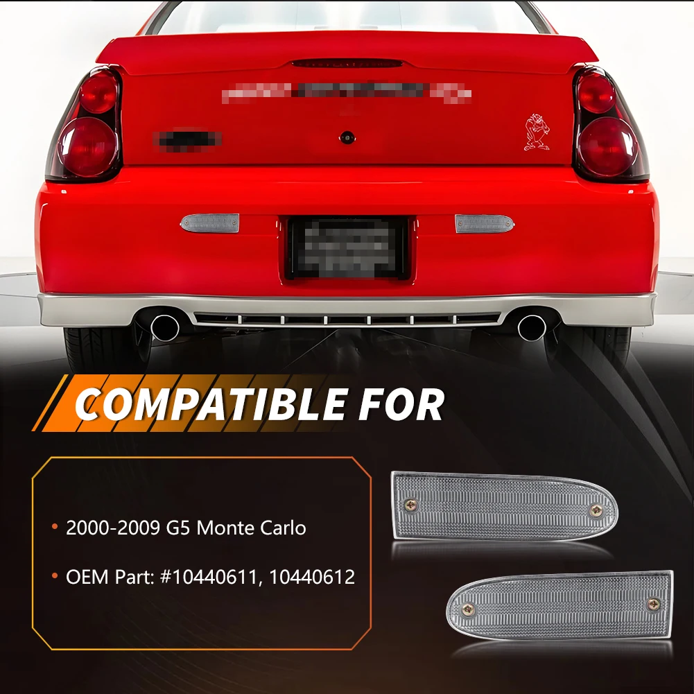 2X For 2000 2001 2002 2003 2004 2005 2006 2007 2008 2009 Chevy Monte Carlo Pontiac G5 Rear Tail Light Backup Light Reverse Light DRL Light Turn Warning Light Daytime Running Light Turn Signal Light Reverse Light Backup Light Cover No Bulb/Socke