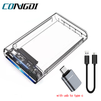 USB 3.0 HDD Enclosure 2.5inch SATA SSD Hard Drive Case with 5Gbps Transfer Speed Mobile External Housing Harddisk Boxs Cable