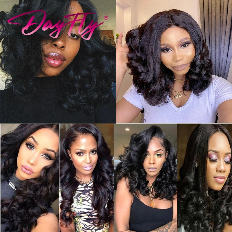 Short Loose Wave 4 Bundles With Closure Brazilian Weaving Bundles With Closure Human Hair 4x4x1 Lace Ombre Bouncy Curly Bundles