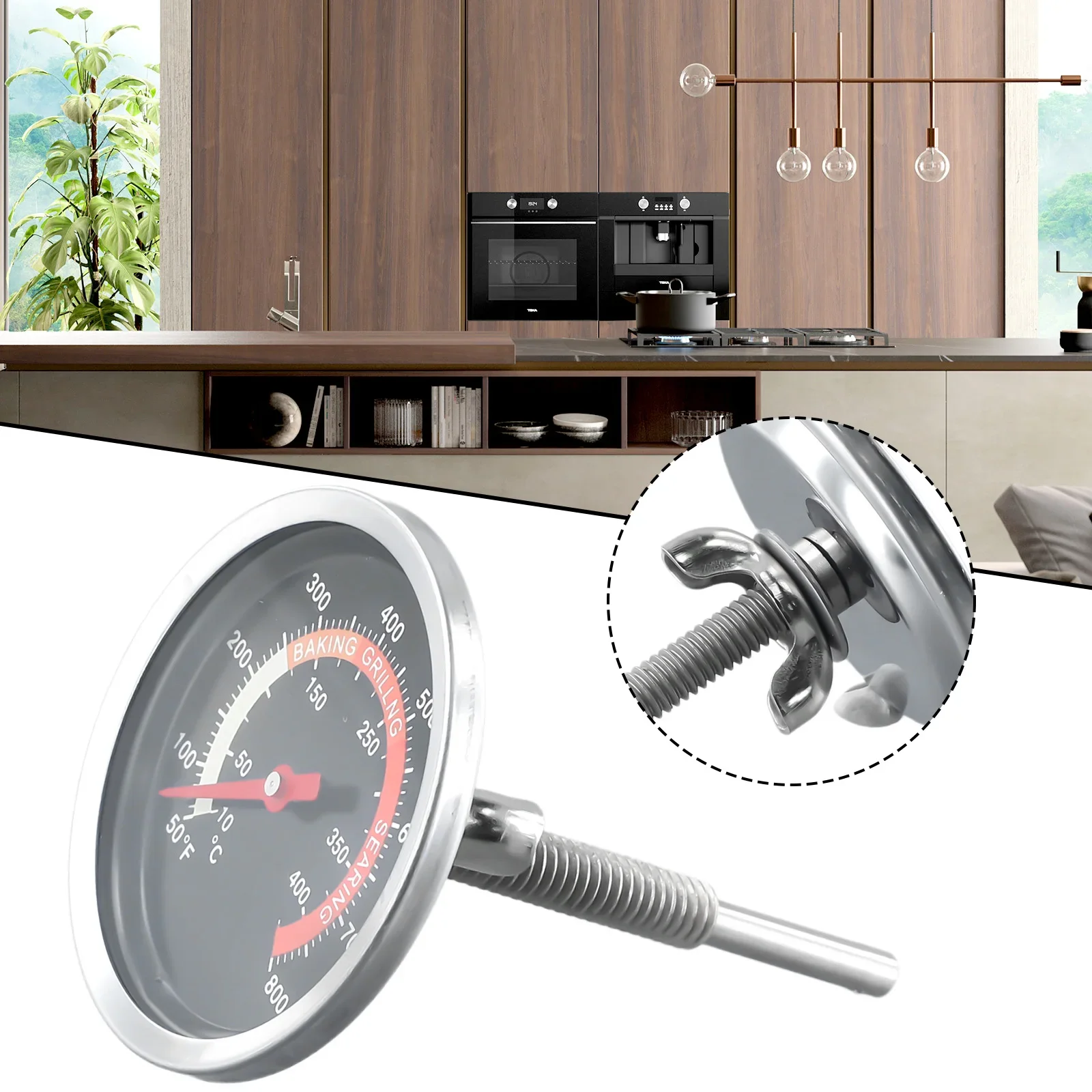 Temp Gauge Thermometer 50℉~800 ℉ Accessories BBQ BBQ Tools M10 Screw Oven Portable Stainless Steel Temperature 10~400℃