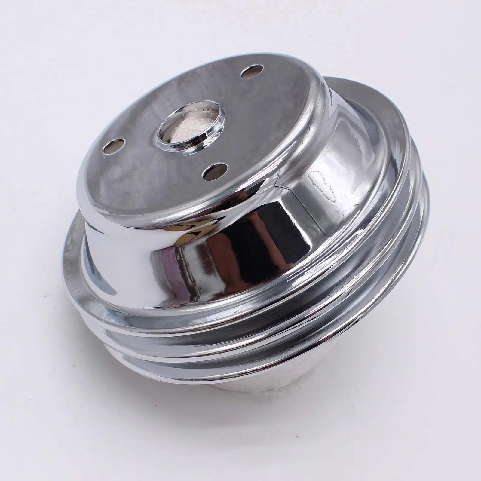 Compact Metal Water Pump Pulley Double Groove Crankshaft Replacement Engine Component for Chevy SBC Small Block
