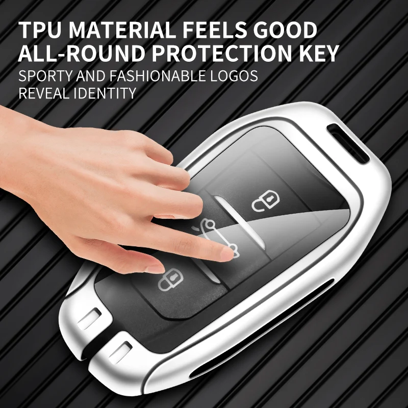 Zinc Alloy Car Remote Key Case Cover Shell Fob Holder for Peugeot 3008 GT Line Protected Key Bag Auto Keychain Accessories