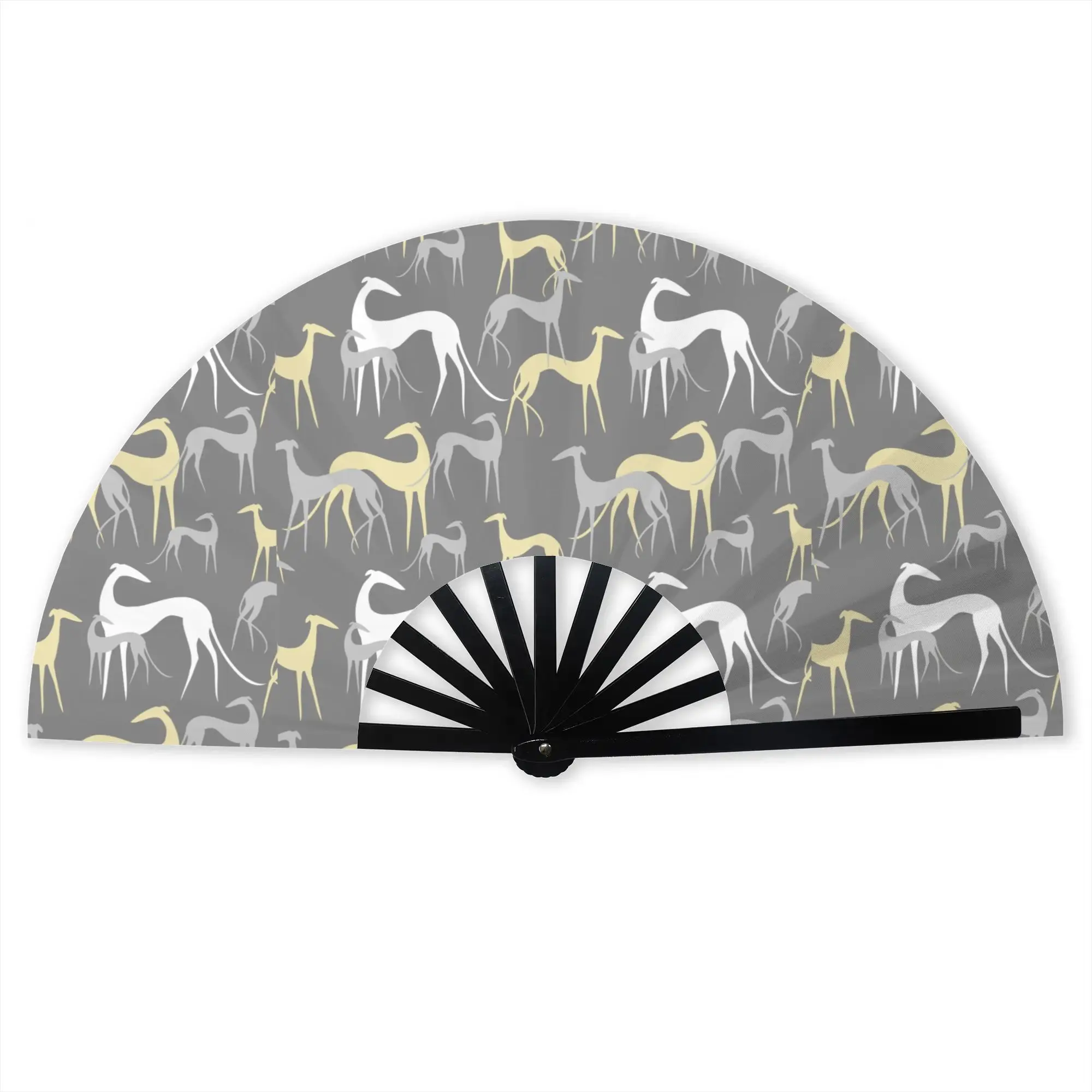 Sighthounds Folding Fan Oriental Art Greyhound Whippet Hound Dog High-Quality Polyester Fans Gift  Exquisite Decorative Hand Fan