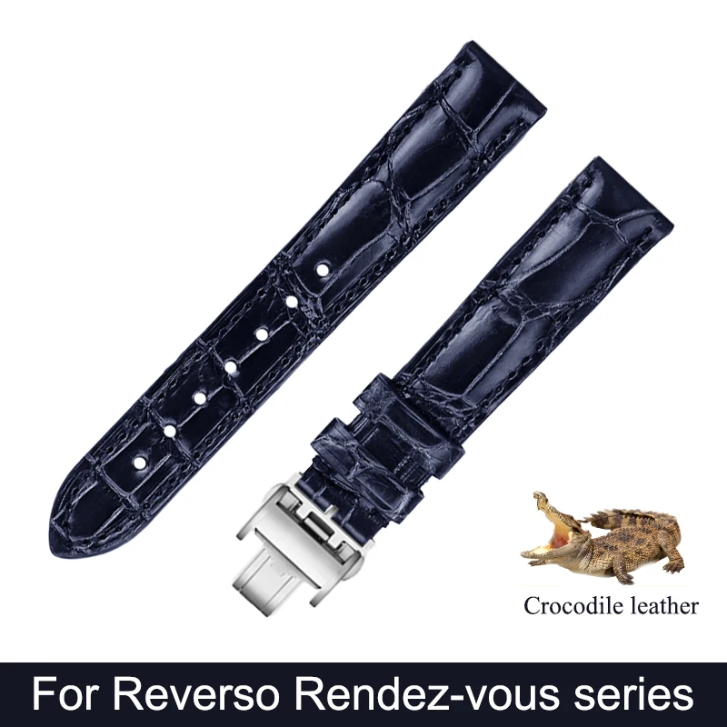 15 16 17 18 Hi-Q Crocodile leather strap blue black red watchband For Jaeger-lecoultre REVERSO RENDEZ-VOUS MASTER CONTROL series