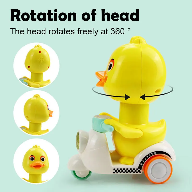 ZK30 1PCS Inertial Car Squeeze Drive Yellow Duck Child Toy 360 Degree Rotation Toy Car Baby Wind-up Children\'s Toys