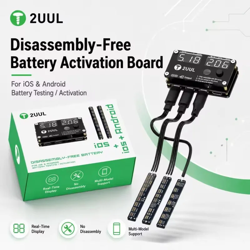 2UUL BT05 Multi-Line Battery Activation Test Board 3 Channel Disassembly Free Phone Battery Tool Fast Activation Charging Tester