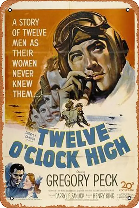 p1,Metal Tin Sign  - Twelve OClock High, 1949 - Poster Metal Plaque Cafe, Bar, Home Wall Decor