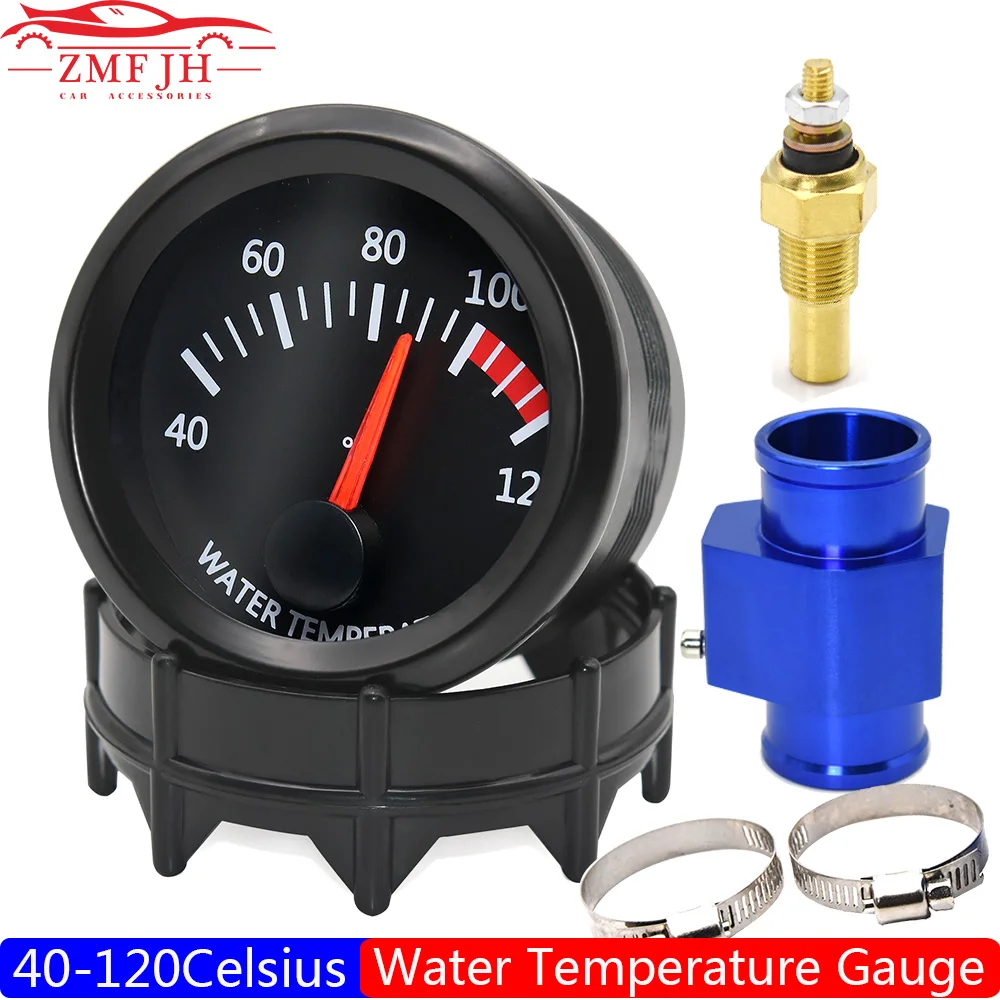 Wskaźnik temperatury wody samochodowej 2''52mm 40~120 ℃   Z czujnikiem temperatury wody Łącznik temperatury wody Adapter czujnika 1/8NPT Wskaźnik samochodowy 12V
