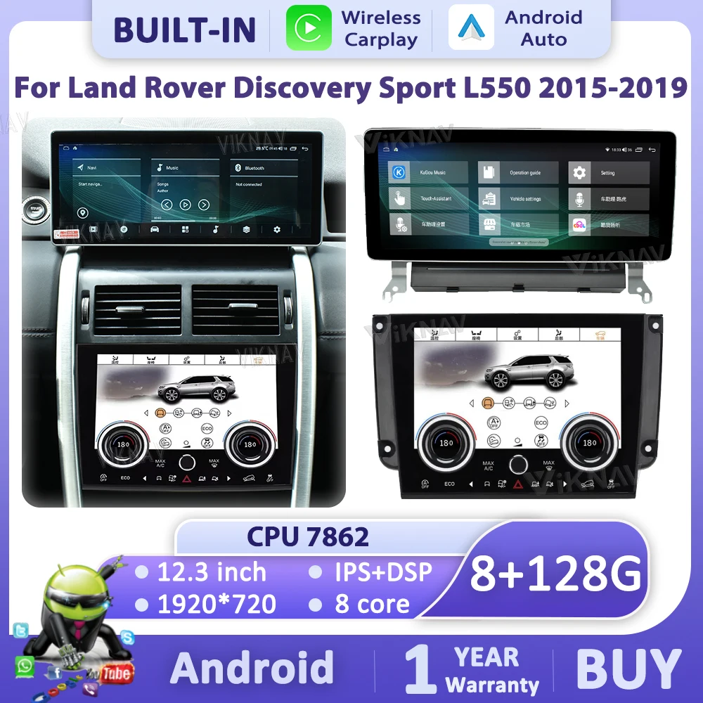 Android Radio Digital AC Panel For Rover Range Discovery Sport L550 2015-2019 Car Touch Screen Android Auto Carplay GPS Stereo