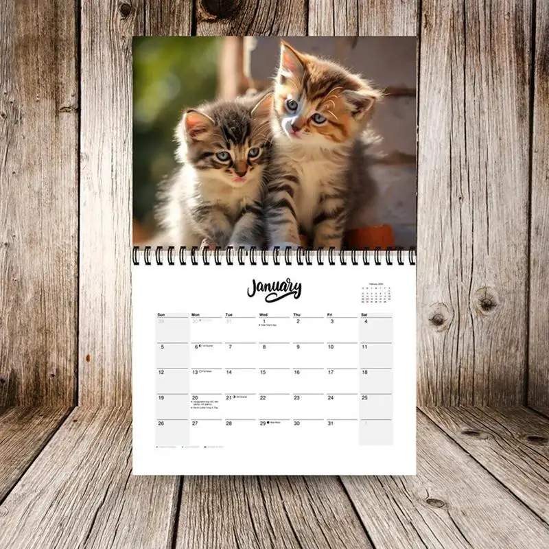 Cat Calendar Cute Kitten Monthly Wall Calendar Hangable 2025 Family Planner & Daily Organizer 21X28cm Adorable Cat Calendar For