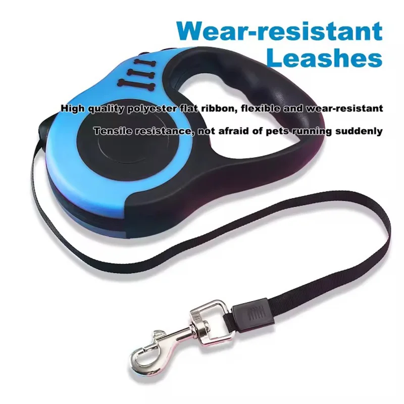 Automatisch einziehbare Hundeleine, 3 m/5 m, aus Nylon, für kleine und mittelgroße Hunde, Katzen und Welpen, ideal für Ausflüge, Spaziergänge und Wanderungen im Freien. – Detail 3