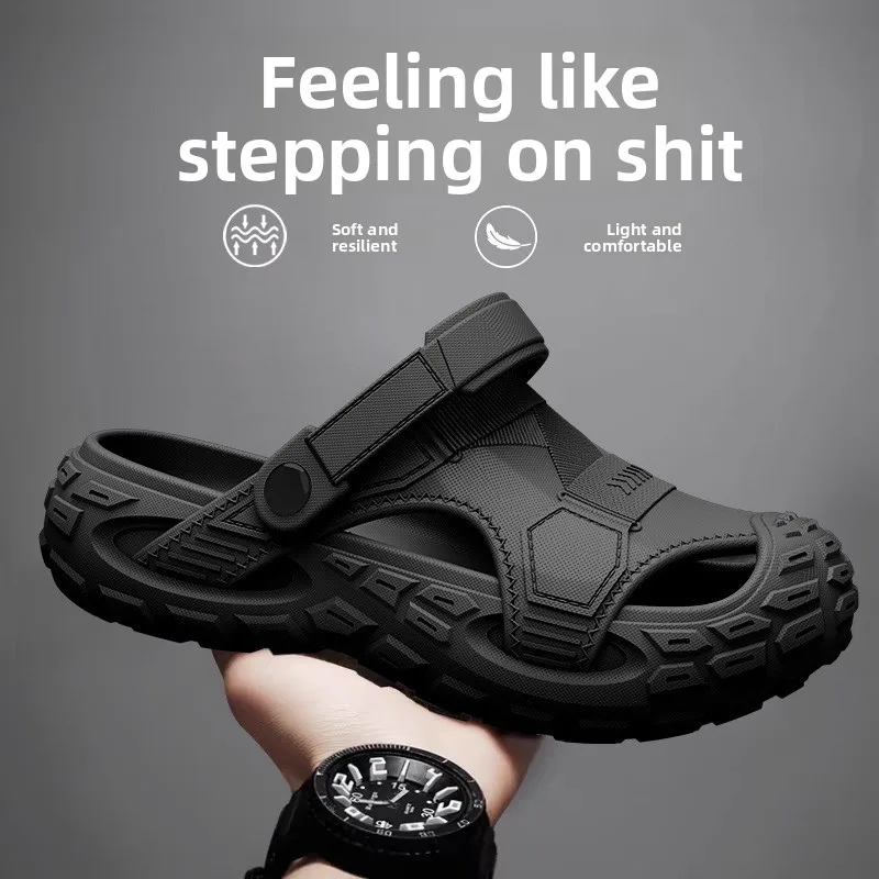 

New Men's Outdoor Closed Toe Hiking Sandals, Anti-Slip, Odor-Free, Breathable, and Durable, Summer Casual Beach Slippers