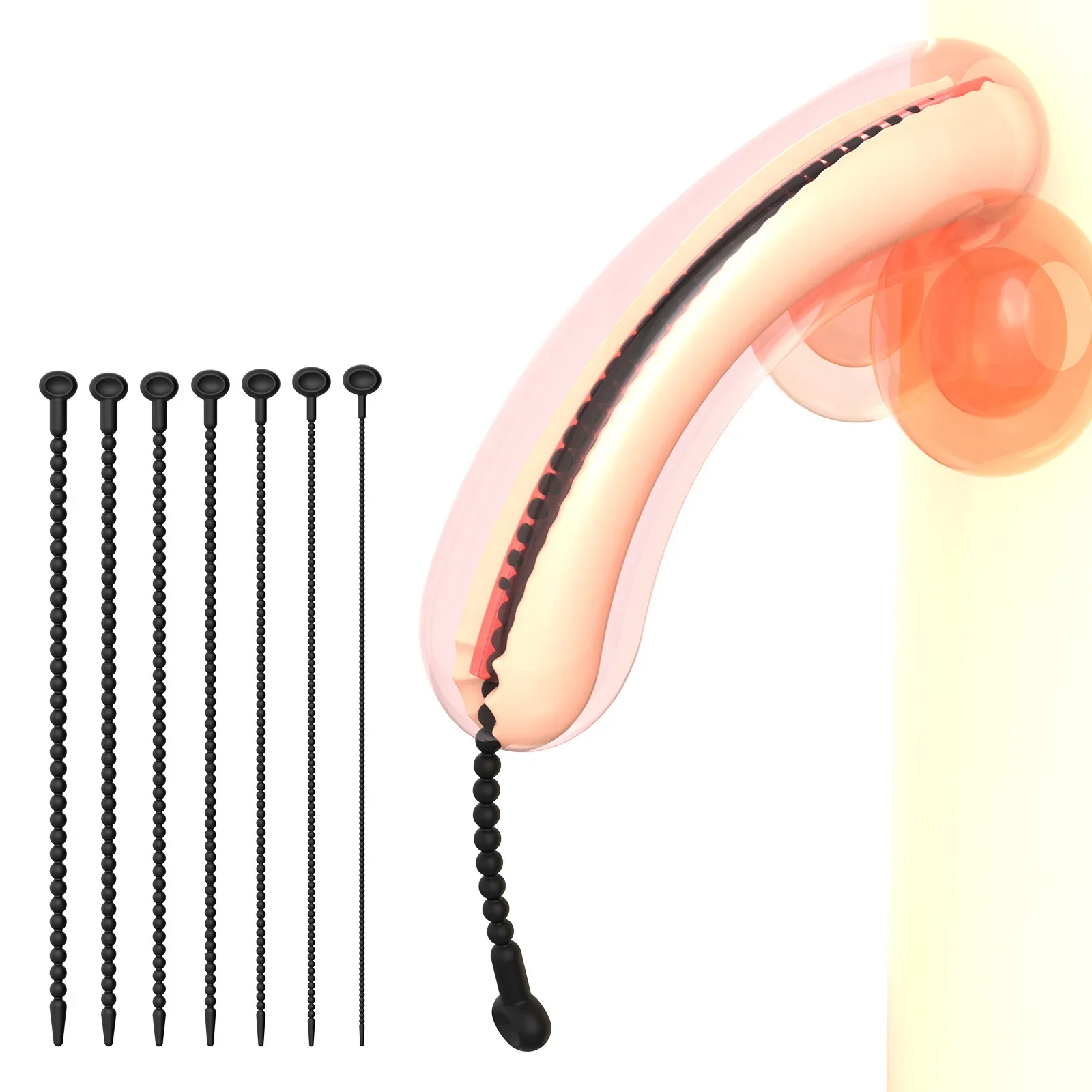 Graduated Urethral Dilator Set – 7 Sizes Soft Silicone Penis Sounding Rod for M… - Image 3