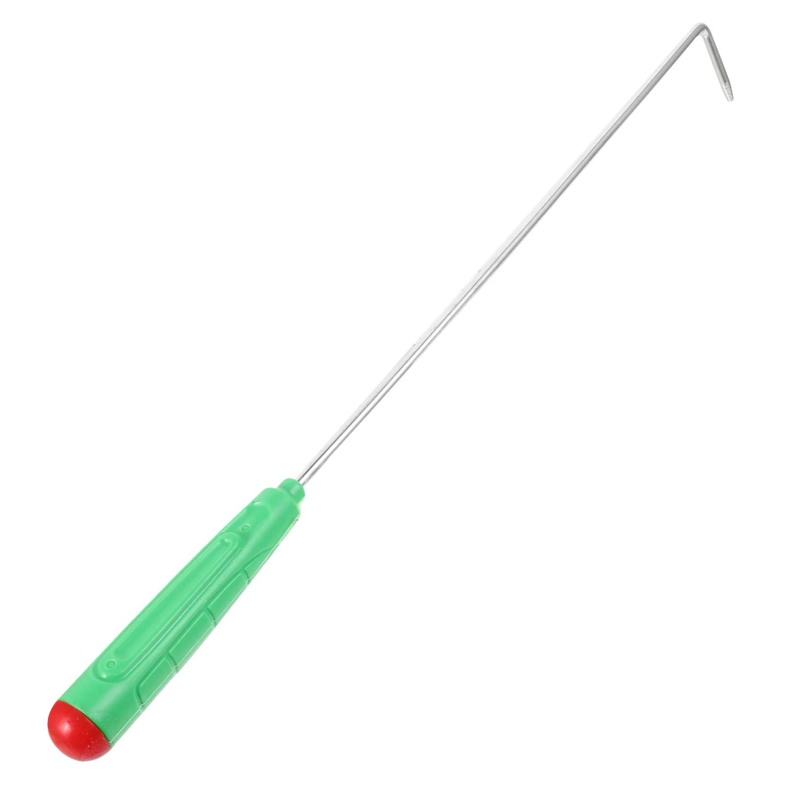 Herramienta de gancho para fuego, 43cm, mango verde, chimenea duradera de póker para acampar, reuniones interiores y exteriores, accesorios para barbacoa, herramientas para fogones