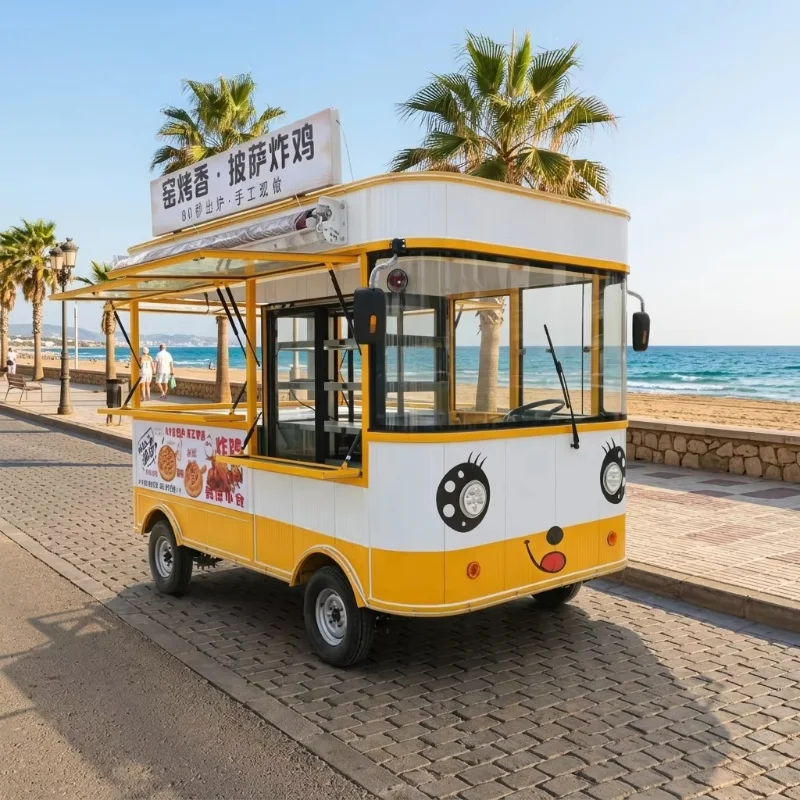 Custom Stainless Steel Commercial Catering Mobile Restaurant Shawarma BBQ Fast Food Trailers Fully Equipped Four-Wheel Rust