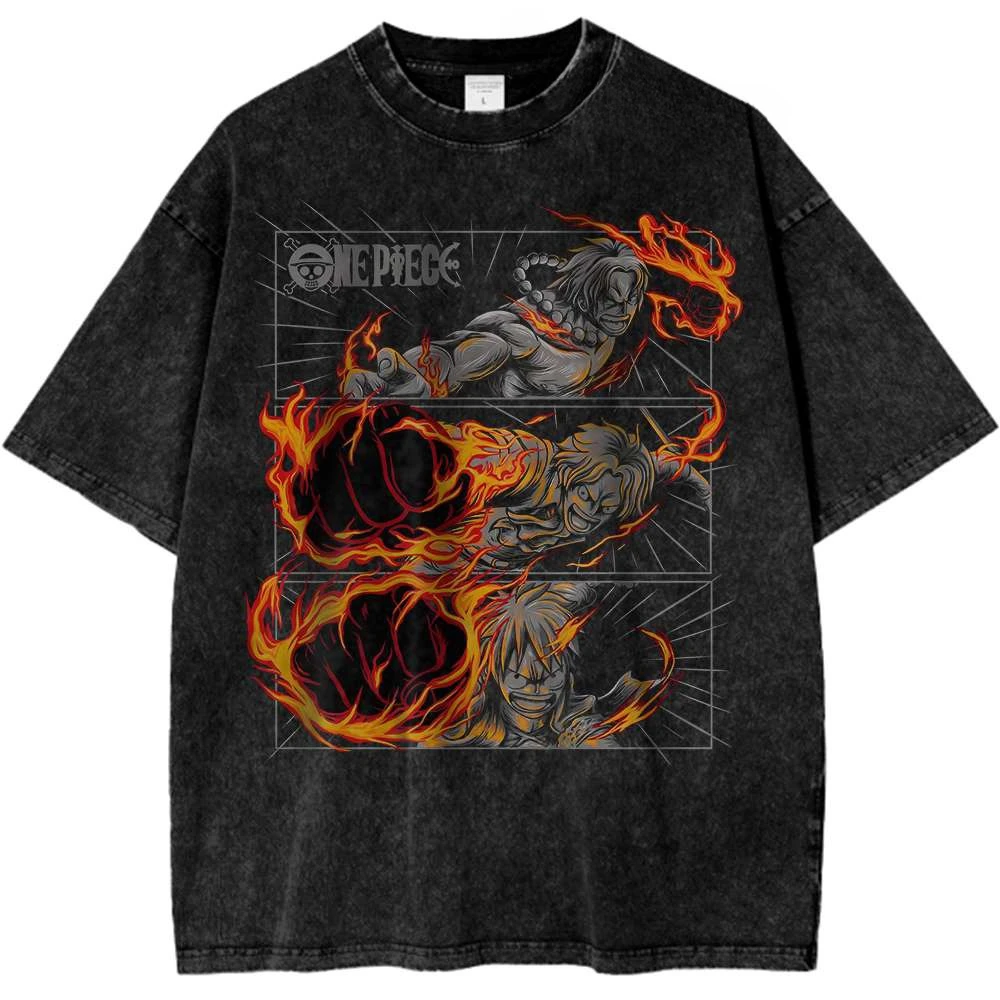 قطعة واحدة قرد D لوفي جير قميص أنيمي تي شيرت ريترو لوفي سورون مصمم التوضيح نمط الشارع الرياضة Harajuku الصيف