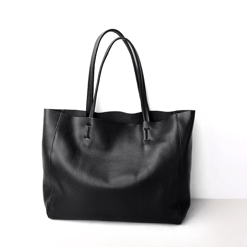 Sac fourre-tout simple en cuir de vachette pour femme, couche de tête, grande capacité, initié unique, grand sac de transport, 2024