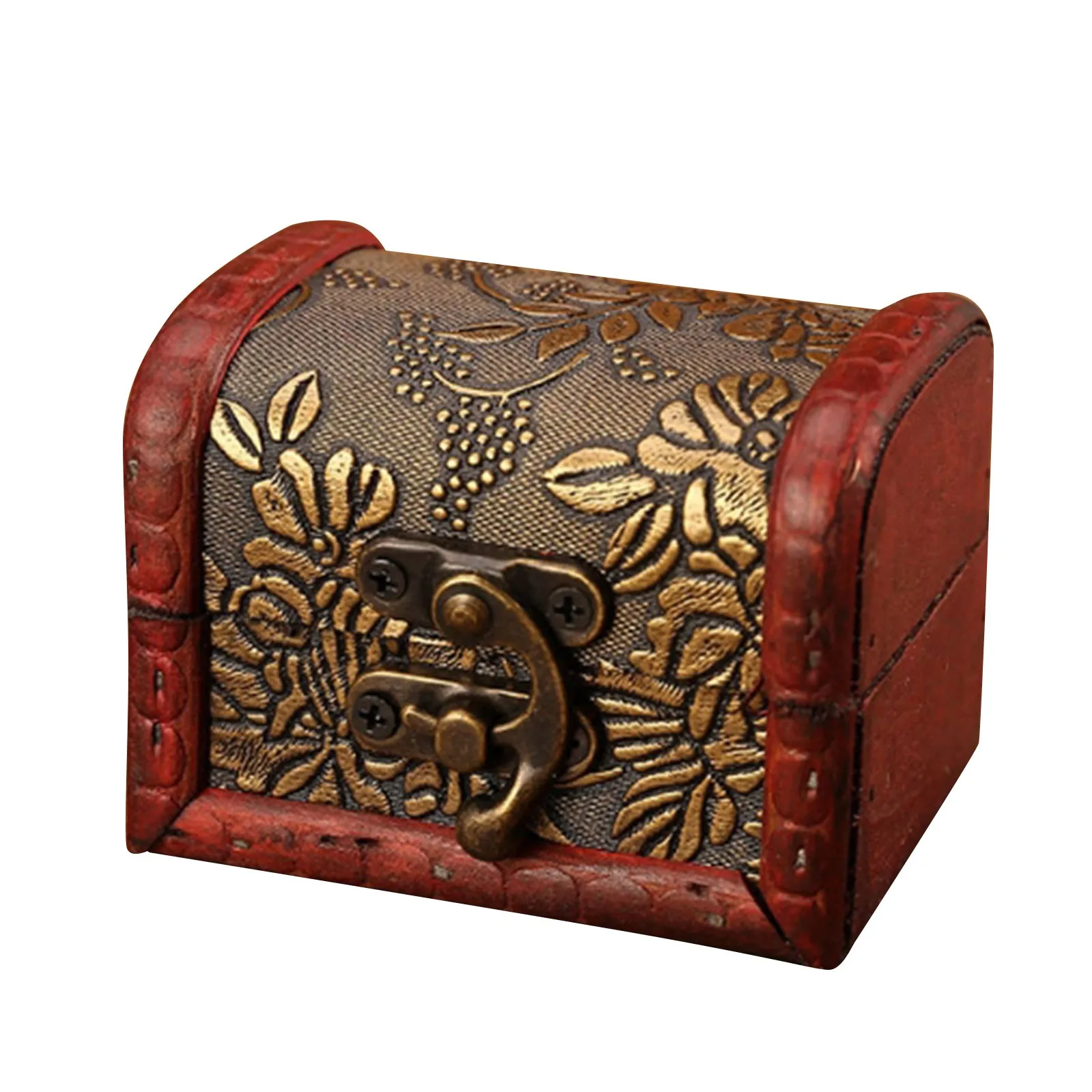 1PC Jewelry Box Vintage Wood Handmade Box With Mini Metal Lock For Storing Jewelry Treasure Pearl