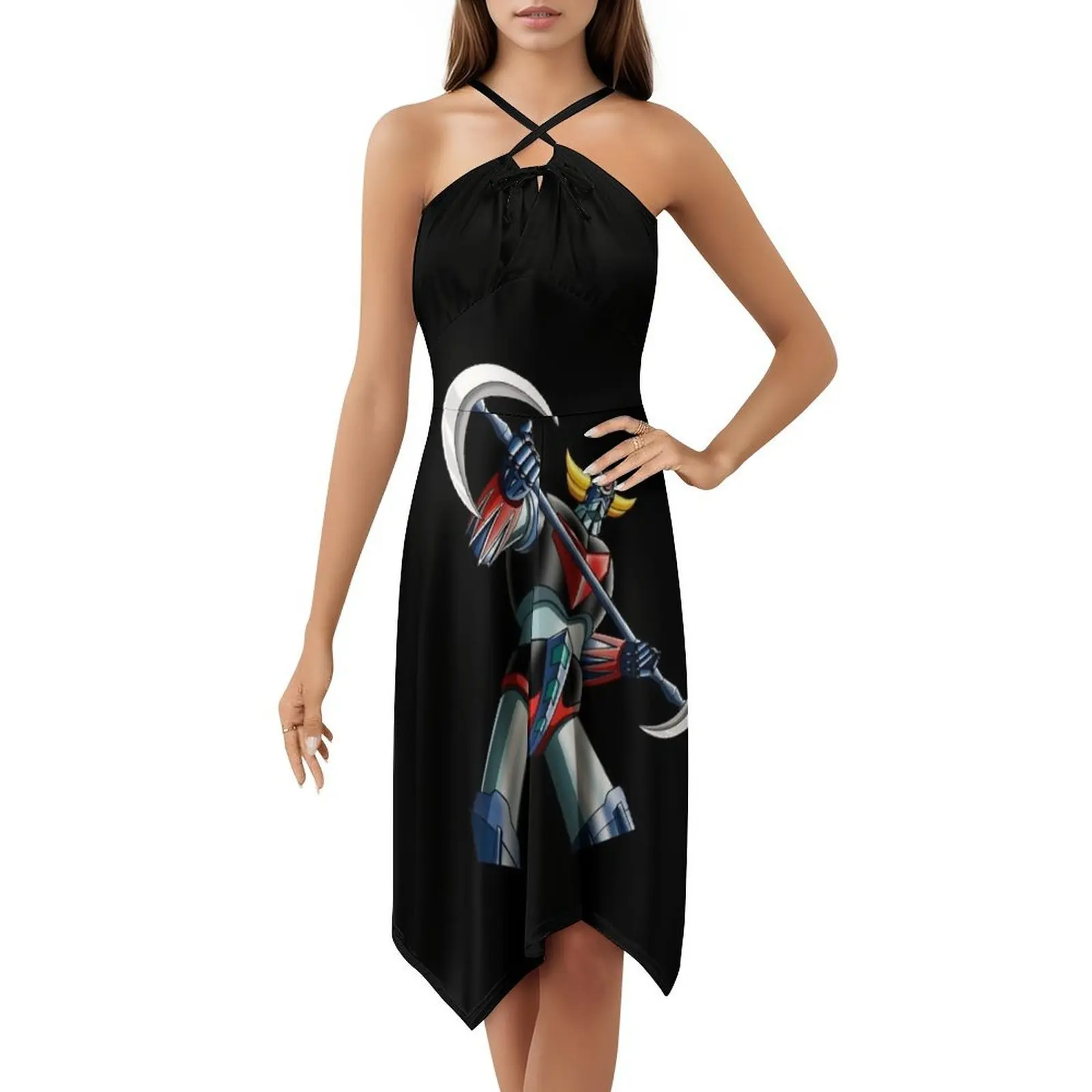 Goldrake Abito da donna Hip Hop Streetwear Stampa grafica Party Club Wear Ommik Cool Divertente Blu Nero Cover Abito da donna Geek