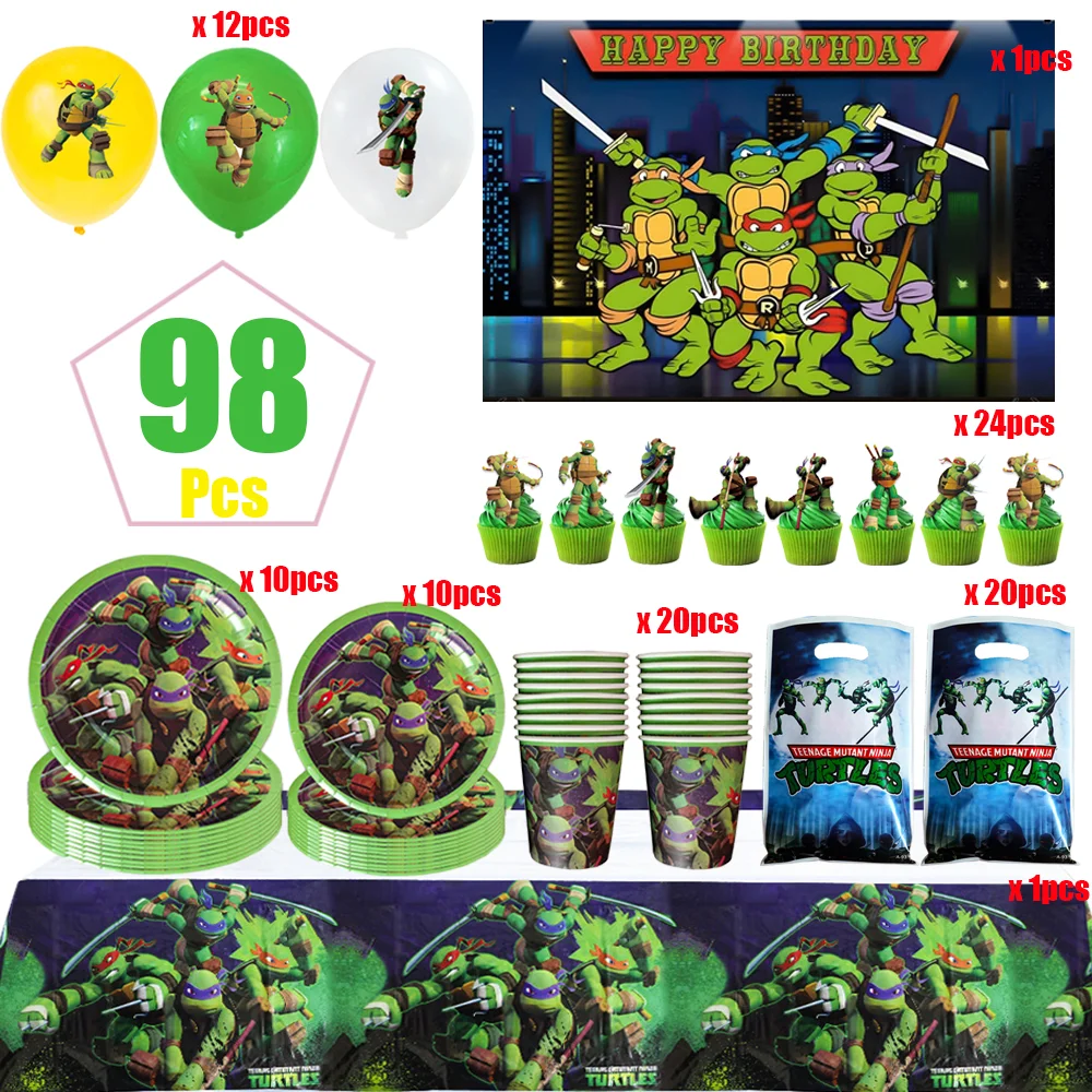 Cartoon Turtlei Geburtstagsparty-Dekoration, Geschirr, Tischdecke, Tasse, Teller, Serviette, Ballon, Babyparty, Partygeschenke, Zubehör, Geschenke – Detail 5