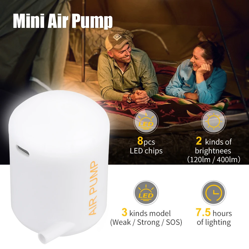 

Air Equip Compressor Portable Tiny Pump 3.5Kpa For Outdoor For Camping Bed Illumination With LED Lantern Quick Inflate Deflate