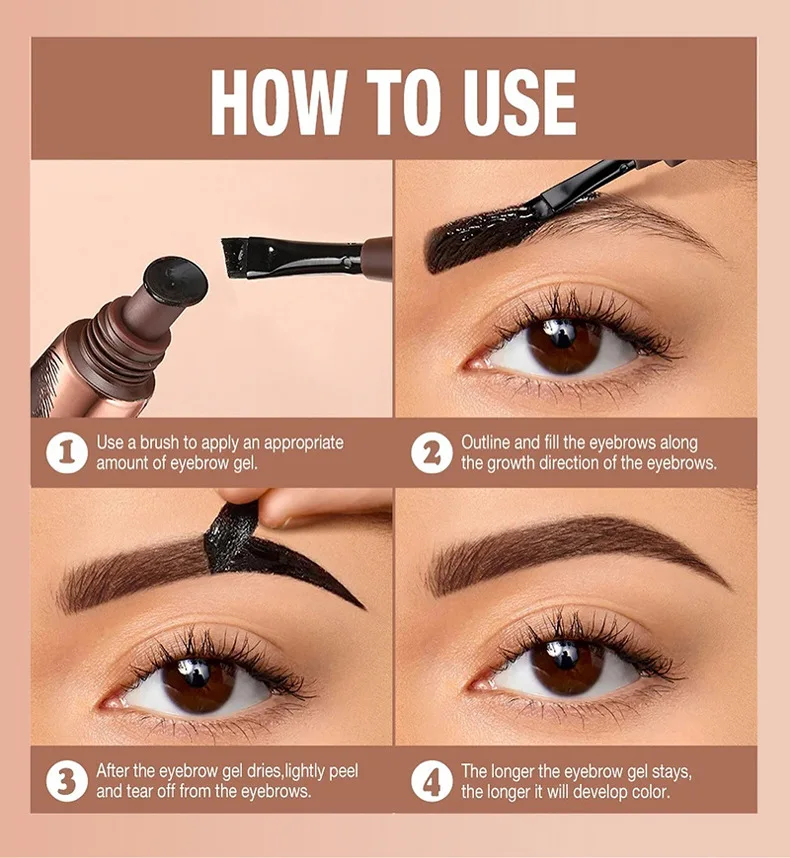 1 szt. Odcień tatuażu na brwi Półtrwały odcień brwi Długotrwały wodoodporny naturalny brązowy płynny wzmacniacz do oczu Tatuaż na brwi z Bru