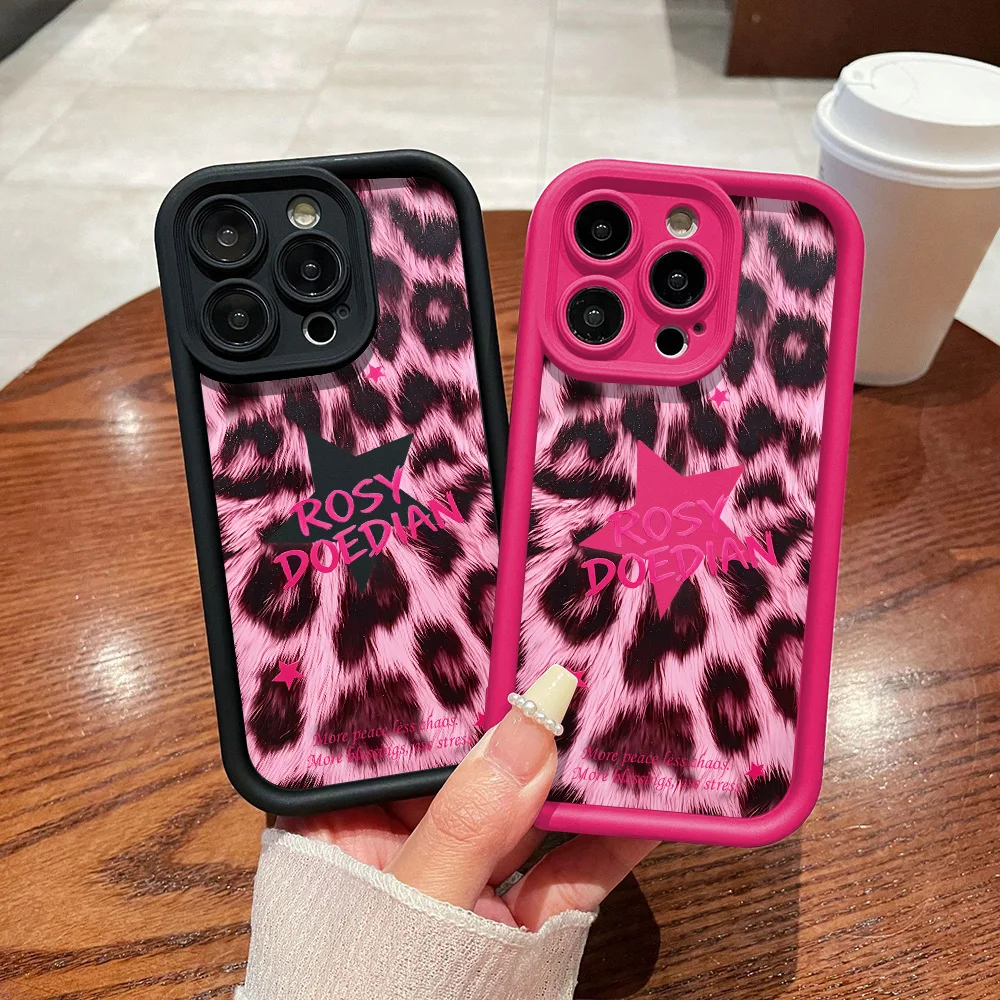 Coque de téléphone antichoc tendance rose imprimé léopard pour iPhone 17 Pro Max 17 16 13 15 14 12 11 8 7 XS SE Air 13 Mini 16e