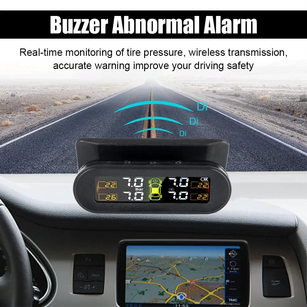 

Солнечная энергия Tpms Автомобильная система контроля давления в шинах Инструменты для предупреждения температуры давления в шинах с 4 датчиками для универсального C1b4