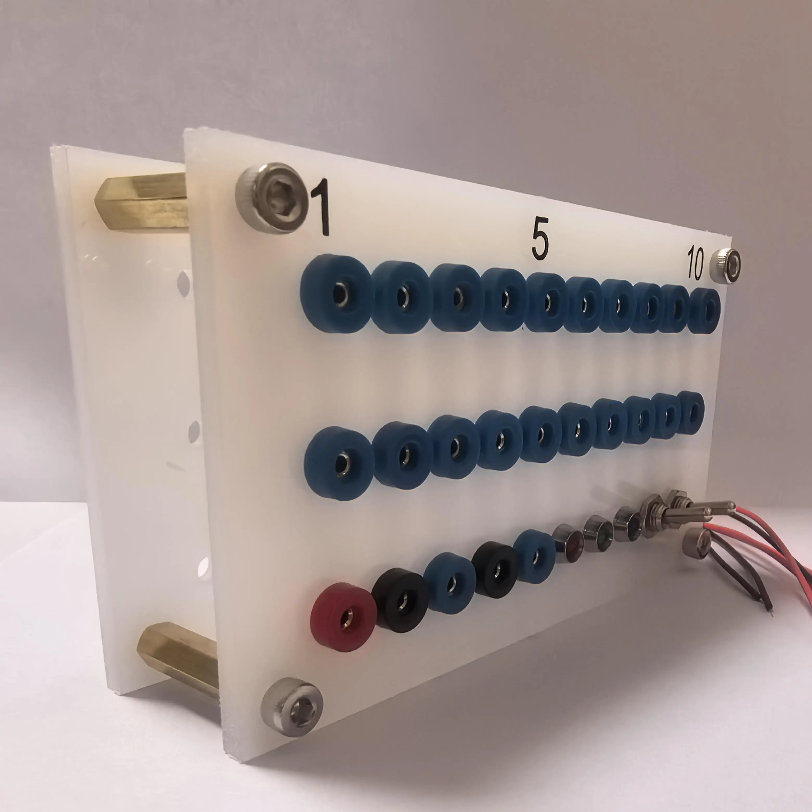 Test Panel with Toggle Switch and Red Green Blue Three Color Indicator Light Wiring Terminal Board 2mm Banana Socket