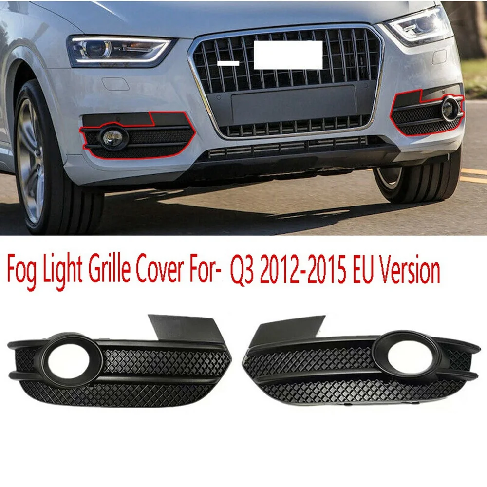 1Pair Front Bumper Fog Light Grille Cover Fog Light Protector 8U0807681A 8U0807682A for-Audi Q3 2012-2015 EU Version