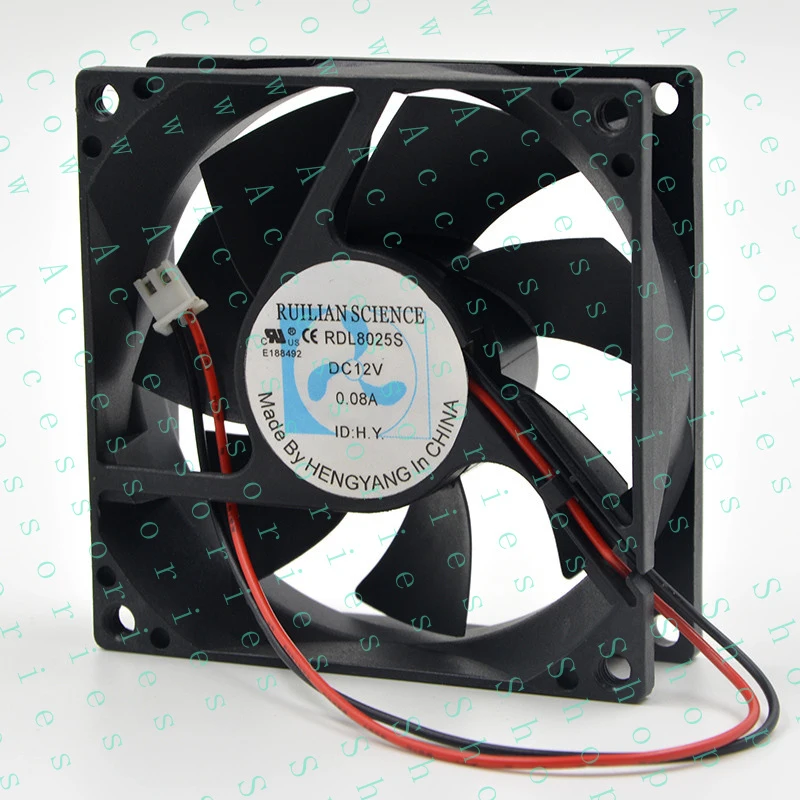 

PP+ 1PC 12V 0.08A 80*80*25mm 2pin Quiet cooling fan RDL8025S 8cm